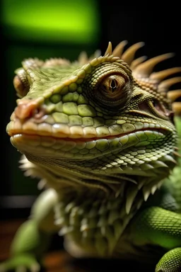 Portrait of a very traumatized lizard