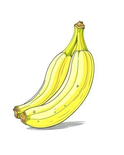 cute drawing of one yellow banana on a white background.