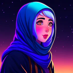 A hejab girl , vectorized , anime , 8k