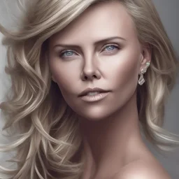 portrait Charlize Theron blond hairs big bobs