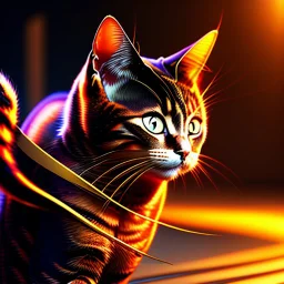 Gráfica lineal de un gato como un Ninja, calidad ultra, hiperdetallado, increíble obra de arte, 8k