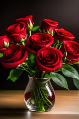 bunga mawar merah di vas