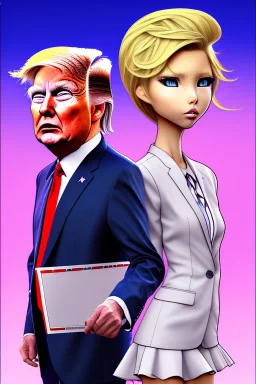 Donald Trump with an anime girl