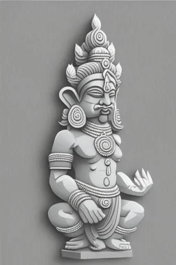 Hindu god Brahma，cute,sticker,Adobe Illustrator,grayscale,3D vector art,hand drawn, digital ,low-poly, retro aesthetic,Greek god with medium aesthetic theme, illustration, highly detailed, simple, smooth, clean vector, no jagged lines, smooth,