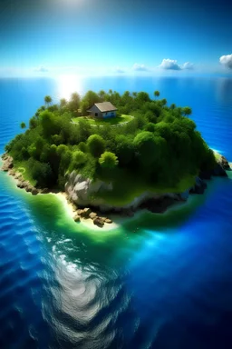 make me an image on a island using renewable energy