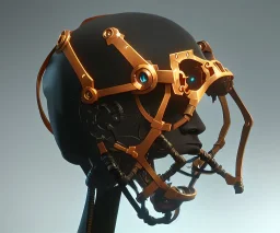 clamps squeezing a head, screw clamp, headgear, robotic, attached to cranium