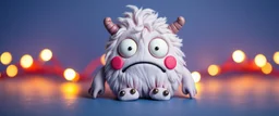 fluffy polymer clay cute sad monster with studio lights