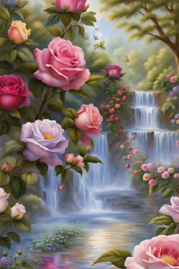 Trés belles roses, rainbows, beautiful colors gardens , flowers, cascades