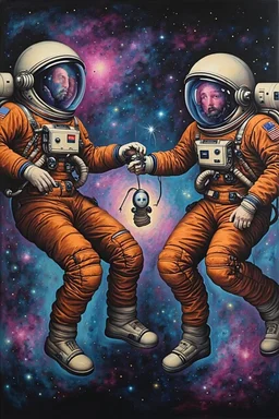 Cause you and I will be like a couple of cosmonauts Except with way more gravity than when we started off" minimalisric surreal space composition Modifiers: oil on canvas surreal Mixed Media mysterious Impressionism heavy brushstrokes Jamie Heiden Gayane Khachaturian arbitrary colour alteration dmt puff mild exorcism Squeak Carnwath Bif Inc.™