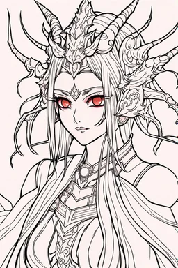 queen of demons girl, manga style, only line arts