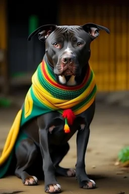 Black Pitbull with Ethiopian dress