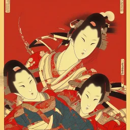 Ukiyo-e, samuri, red sun