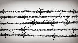 barbed wire, tattoo, drawing, in ordered lines