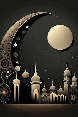 Ramadan crescent with mosque