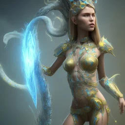 full body of beautiful blue na'vi princess, sci fi sexy, volumetric lighting, particals, intricate detail, realistic, close up