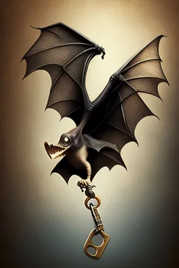 flying bat holding a key