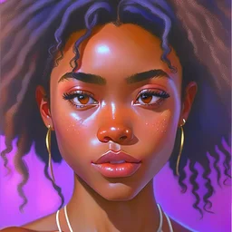 portrait Anime black woman cute-fine-face, pretty face, realistic shaded Perfect face, fine details. realistic shaded lighting by Ilya Kuvshinov Giuseppe Dangelico Pino and Michael Garmash and Rob Rey, IAMAG premiere, WLOP matte print, cute freckles, masterpiece