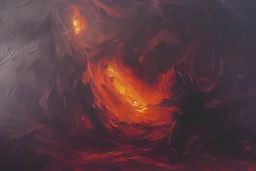 Oil painting of an Balrog inside mines of moria in the style of impressionism,high detail, dark, mysterious, 8k, fog, oil painting style, abstract, you shall not pass