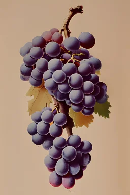 dibujo de una vitis vinifera con uvas en fase de envero