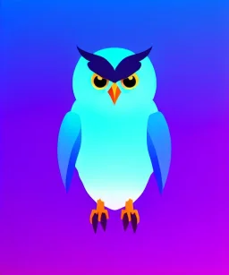 cute, full body owl gradient, one color background