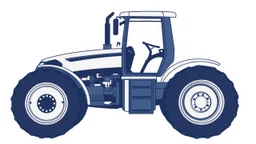 side profile of a modern tractor, simplified vector on white background