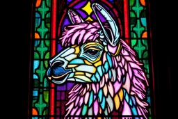 vitrail d'un lama cyberpunk
