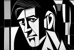 elvis pressley style of pablo piccasso simple black and white