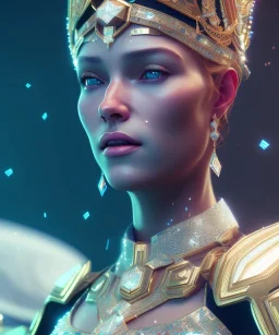 A portrait of a crystalised queen, atmospheric, realistic, unreal engine, cinematic lighting, octane render.