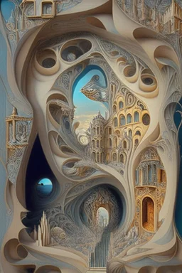 A heartbreaking work of staggering genius; surrealism; Salvador Dali; MC Escher, rapturous, award-winning, quilling, mixed media, intricate, insanely detailed, elegant, fantasy, unreal engine, Vray, Provacative