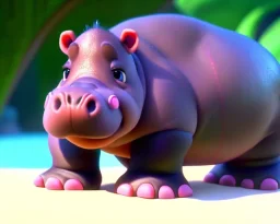 baby hippo, dwarf hippopotamus, natural environment, photojournalism, hyper detailed, hyper realism, pixar character, animation series, nickelodeon, sweet and gentle, friendly,