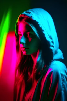 Neon Negative background with Termal colors effect with a girl