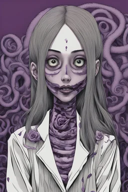 Junji Ito style darkpurple tones,