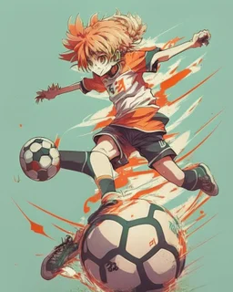 Anime design playing soccer