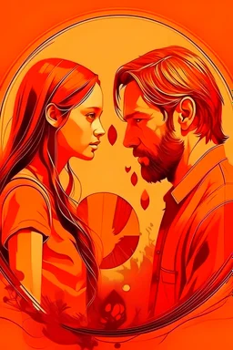 mujer y hombre. hoy y siempre.encuentro de almas.reconocimiento a traves de vidas pasadas.amor.acuerdos a traves de los años. rechazo del entorno.lagrimas. clima calido. luz natural. color naranja tonos rojizos.sobre aguas de mar. Abrazos. Estilo vang gog