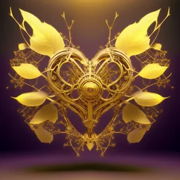 golden robot electric heart with tree wings