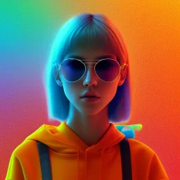 isometric clean art of super cute nerd girl wearing shades, neon lighting, soft lighting, hard shadows, soft pastel gradients, high definition, 3d icon clay render, blender 3d, studio lighting, god rays, octane render, unreal engine 5