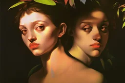 woman in colorful jungle by Caravaggio