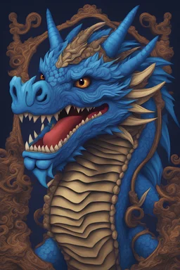 Blue dragon with mustache