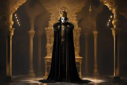 The Under-King a character described as being ten feet tall, adorning rich, black velvet robes that drape to the ground, and shadows following him wherever he goes. His face is noted to be similar to a desiccated corpse, half-rotted and crowned with gold and jewels. He also has a lipless mouth with brown teeth, and