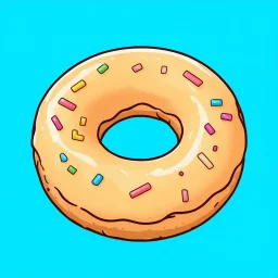 retro cartoon style donut, single line weight