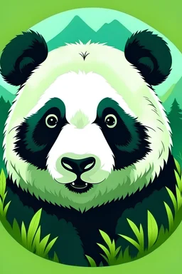 panda head with nature background