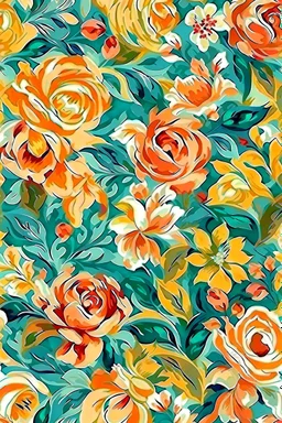 flowers floral pattern in the style of Pierre-Auguste Renoir