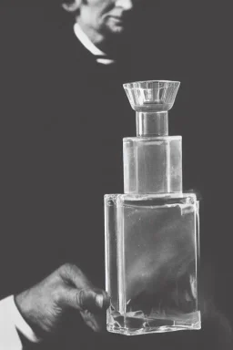 Abraham Lincoln opening a glass vial containing water vintage photography, beautiful, Tumblr aesthetic, retro vintage style, HD photography, hyperrealism