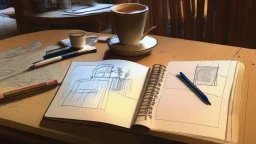 open sketchbook on a table