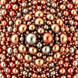 a mandelbox 3d fractal made of small metallic random color iso spheres