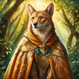 Closeup of an old, lightweight cloak that can give its owner the shape of an animal. Light, Nature, No detailed background.Magical. Epic. Dramatic, highly detailed, digital painting, masterpiece