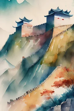 The Great Wall of China,watercolor ,pattern,4k