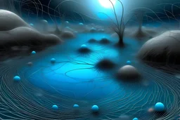 neurostil, neuroshutush, neurocolors, black and white, fantastically, another galaxy, planets, lightness, hyperdetalization, clear blue lake, sandy , Bernard Buffett, shore, thin veil, lace, thin threads, transparency, smoke, pearls, black, ash, platinum, white, pink, turquoise, coral, gold, dew drops, lily on the shore, shells, beautiful, realistic, professional photography, 4k, high resolution, high detail, sunlight, sunny day