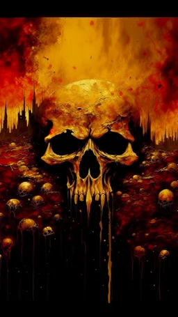 oil painting of a city of gold That lies in the distance