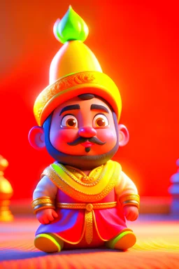 cute indian small littal gord shivaji, representing Lunar New Year, 3D, unreal engine